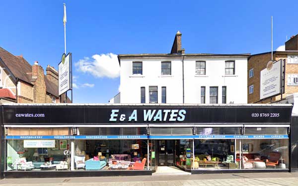E & A Wates shop front at 82 - 84 Mitcham Lane, London SW16 6NT in 2020